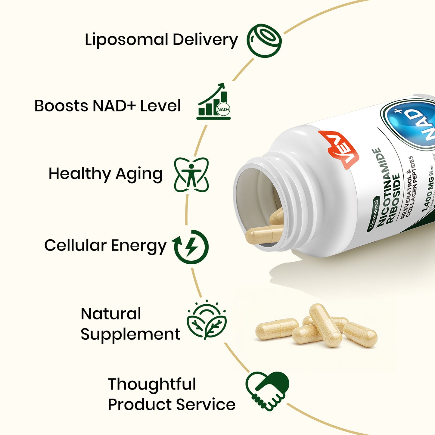 VEV 120 Capsules NAD+ Supplement -Liposomal