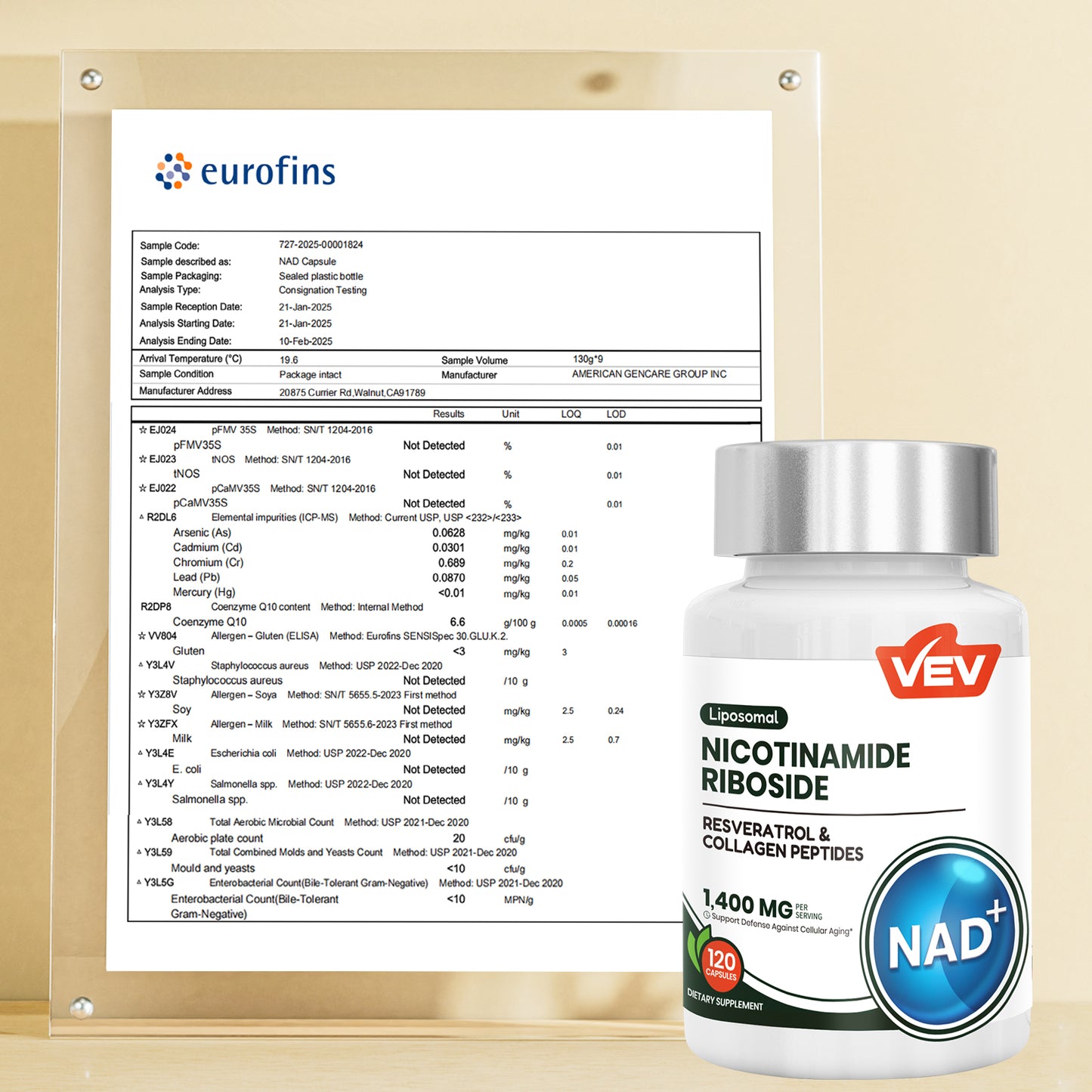 VEV 120 Capsules NAD+ Supplement -Liposomal