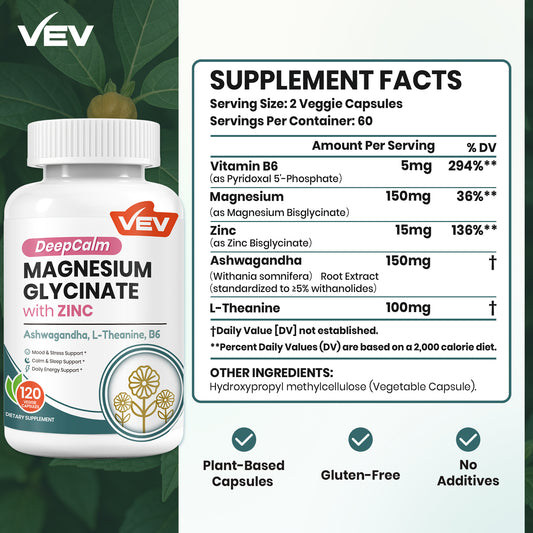 VEV DeepCalm Magnesium and Zinc Capsules
