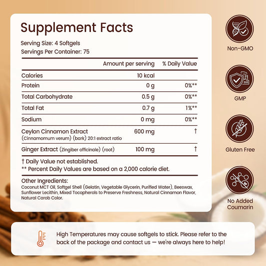 Ceylon Cinnamon with MCT Oil & Ginger, 20:1 Extract