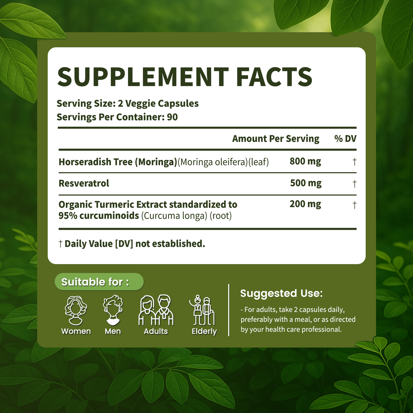 VEV Moringa Powder Capsules