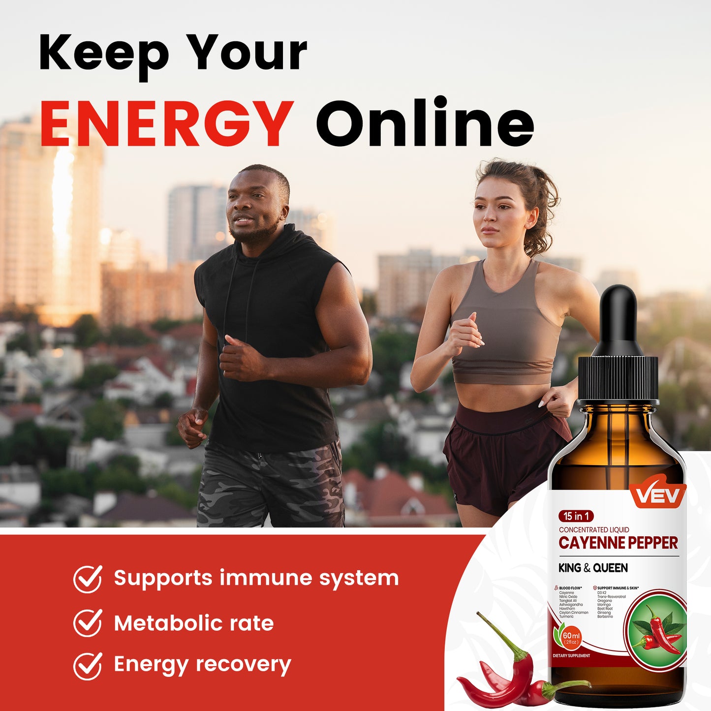 VEV 15-in-1 Cayenne Pepper Drops Supplement Liquid