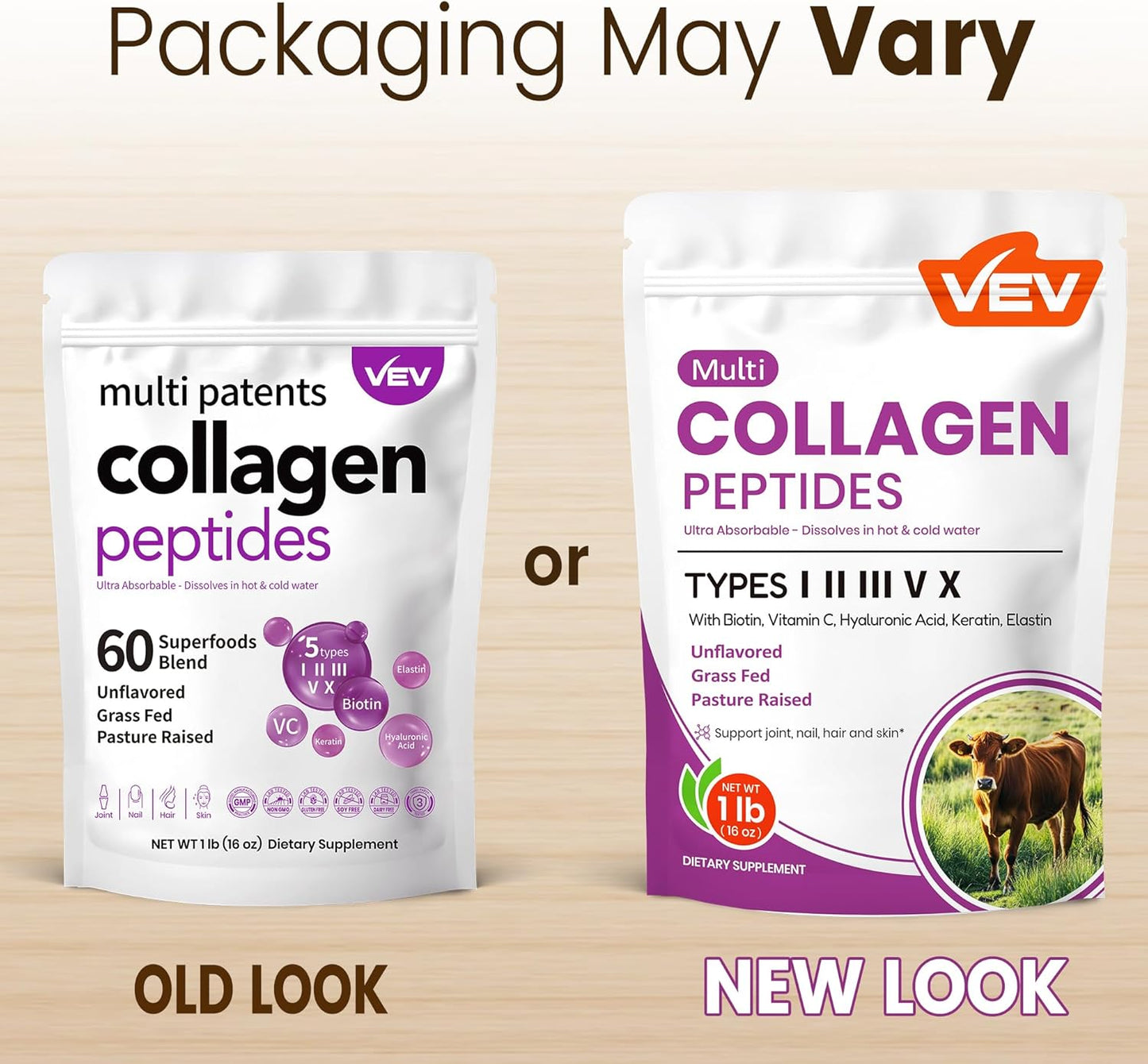 VEV Multi Collagen Peptides Powder - 16Oz