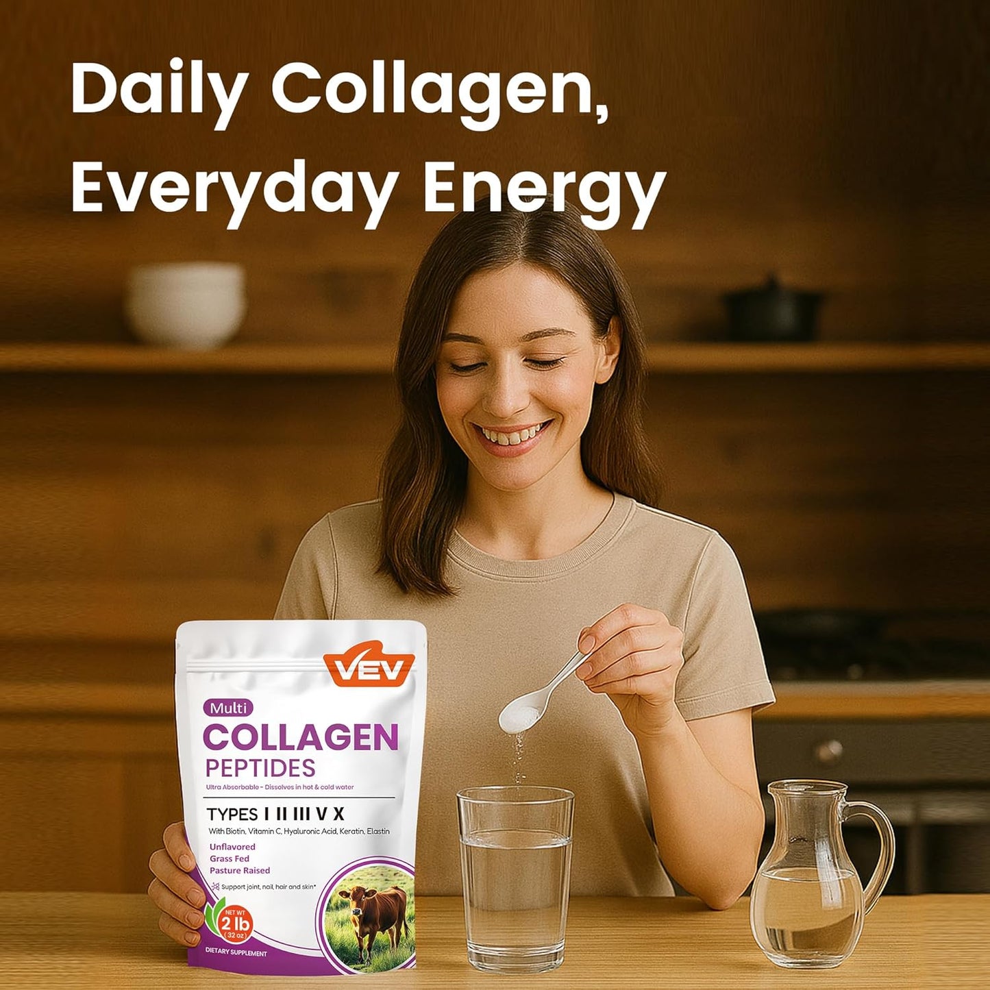 VEV Multi Collagen Peptides Powder - 32Oz