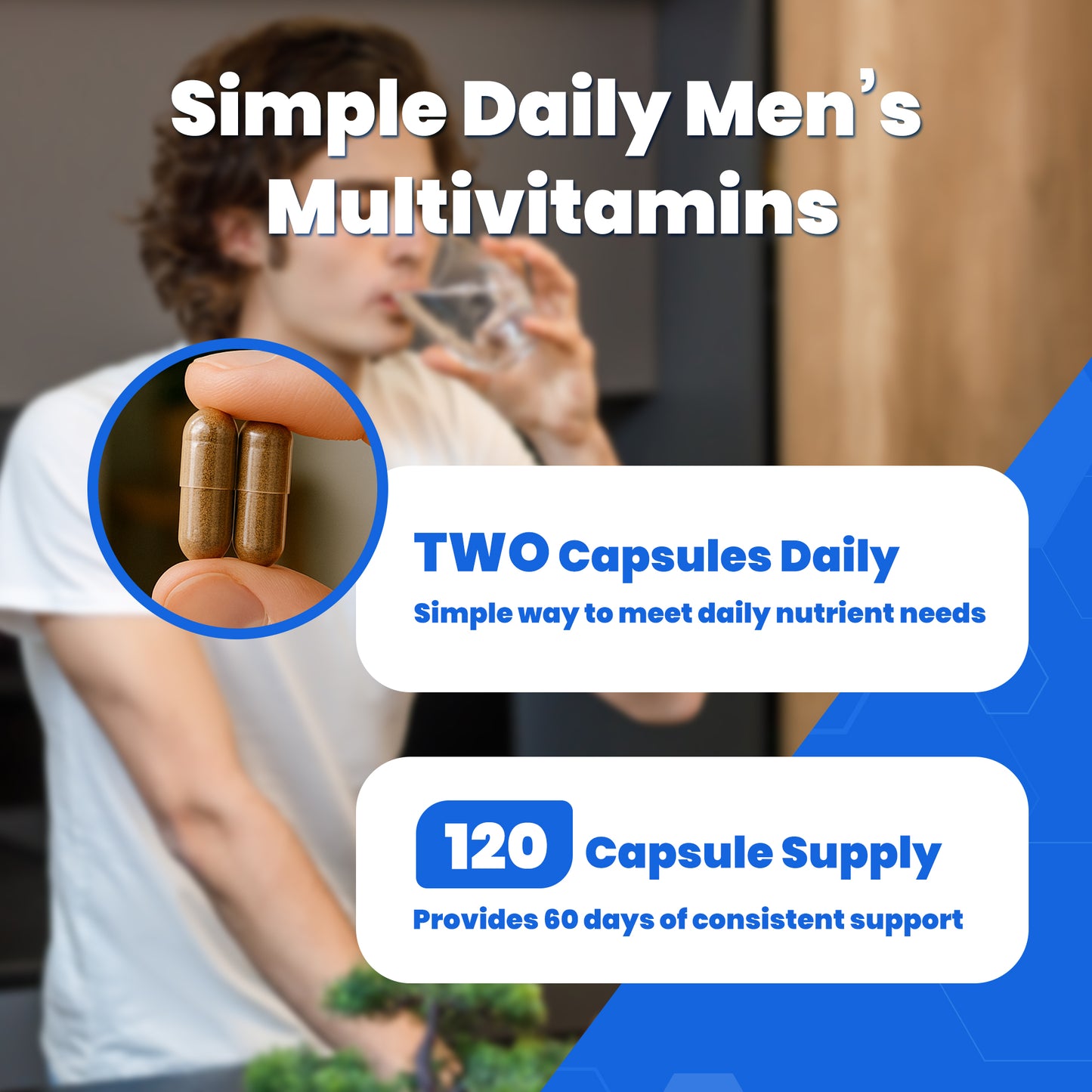 VEV Multivitamin for Men, Vitamin A, C, D, B Complex – 120 Capsules(60-Day Supply)