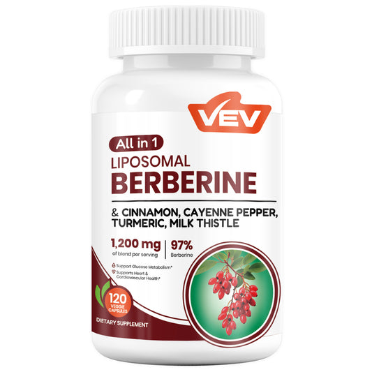 VEV Berberine Supplement with Ceylon Cinnamon, Cayenne Pepper, Turmeric, Milk Thistle, Vegan & Non-GMO – 120 Capsules