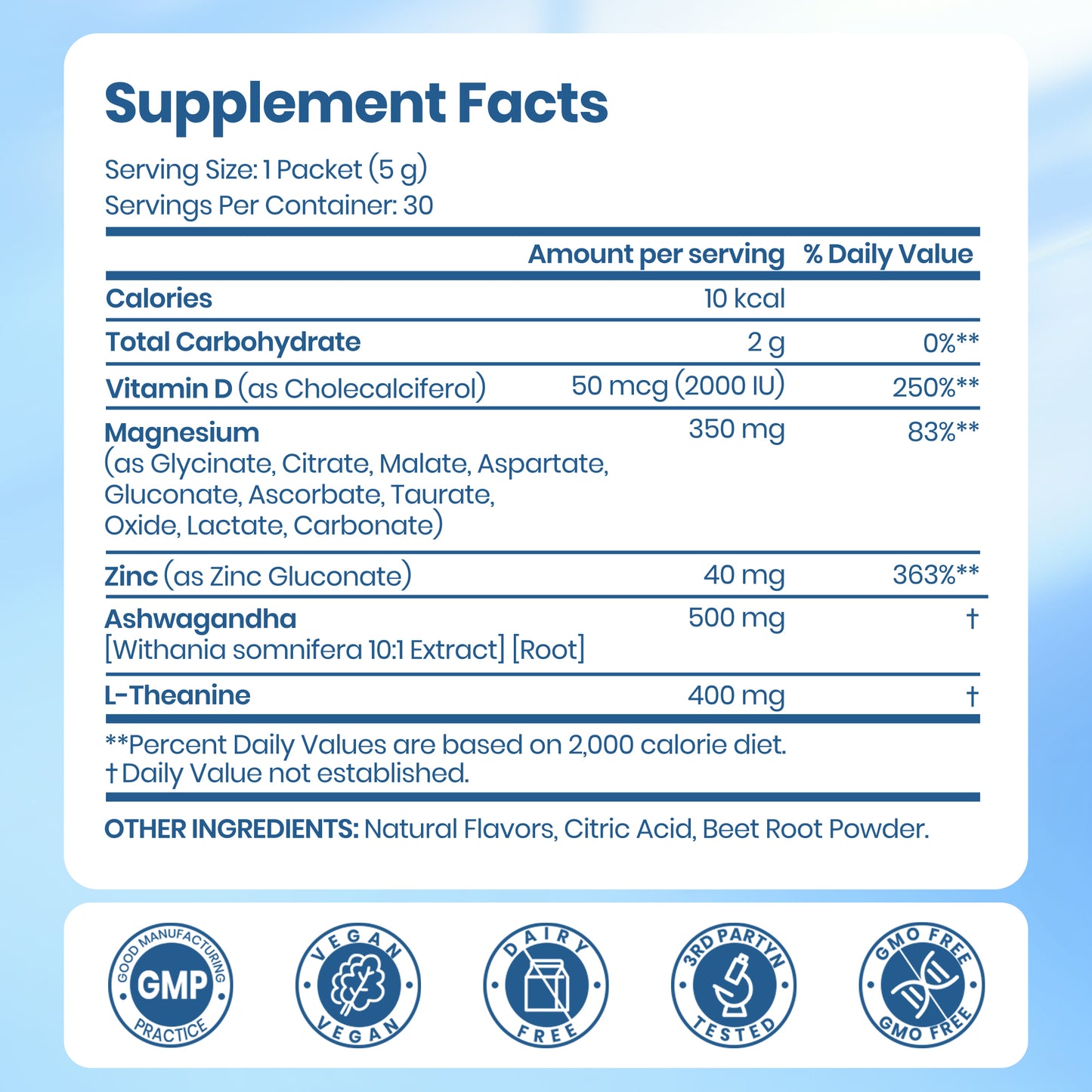 VEV DeepCalm Magnesium Drink Powder – 30 Ct