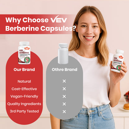 VEV Berberine Supplement with Ceylon Cinnamon, Cayenne Pepper, Turmeric, Milk Thistle, Vegan & Non-GMO – 120 Capsules