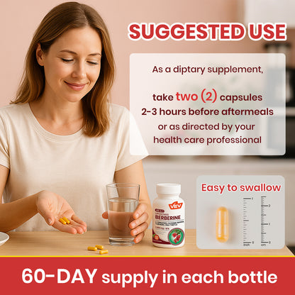 VEV Berberine Supplement with Ceylon Cinnamon, Cayenne Pepper, Turmeric, Milk Thistle, Vegan & Non-GMO – 120 Capsules