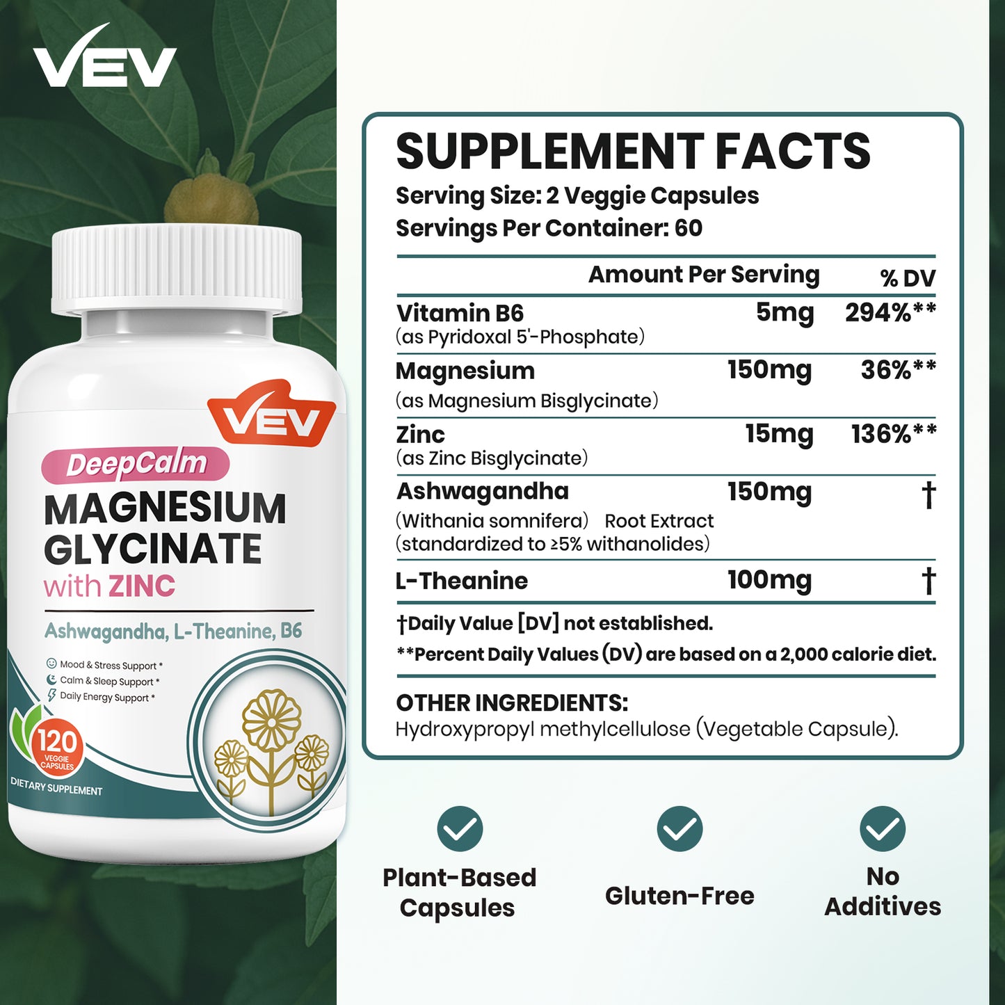 VEV DeepCalm Magnesium and Zinc Capsules