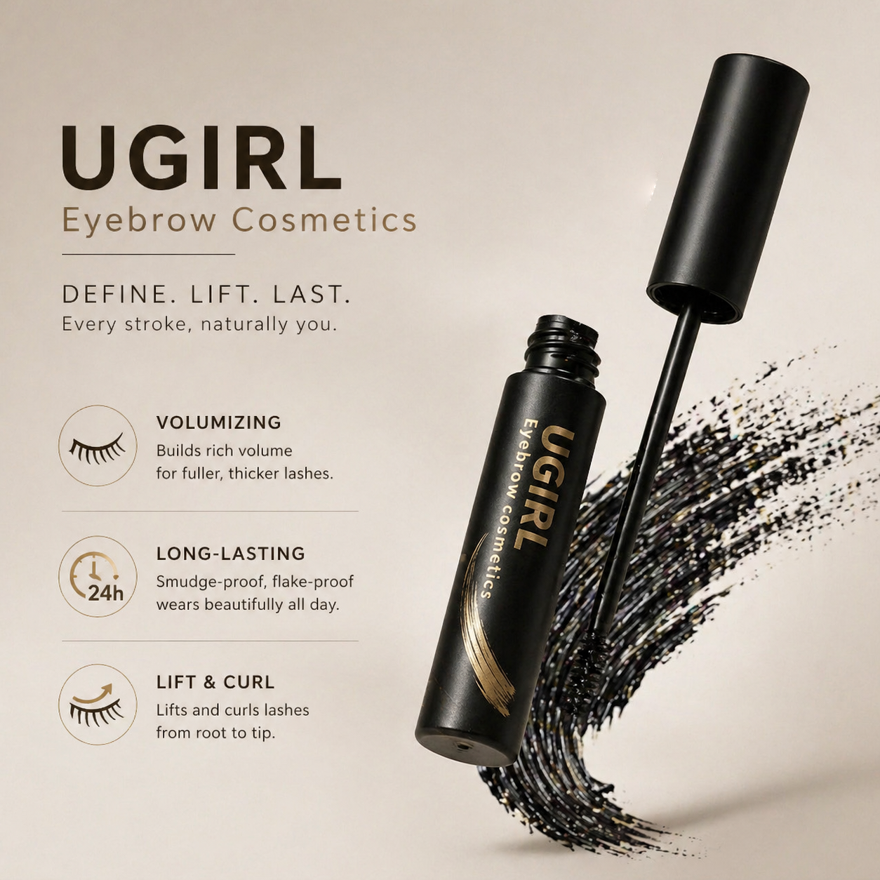 UGIRL Eyebrow Gel for Defined, Natural-Looking Brows and Long-Lasting Shape