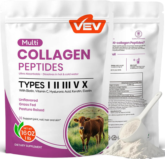 VEV Multi Collagen Peptides Powder - 16Oz