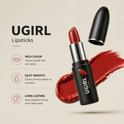 UGIRL Velvet Lipstick for Smooth Color, Soft Matte Finish, and an Elegant Lip Look