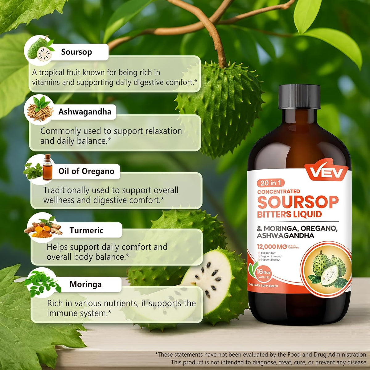 VEV Soursop Graviola Bitters Liquid Extract