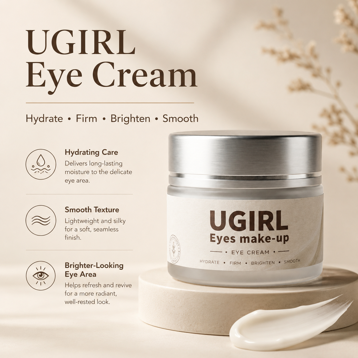 UGIRL Eye Cream for Hydration, Smoother Skin, and a Brighter-Looking Eye Area