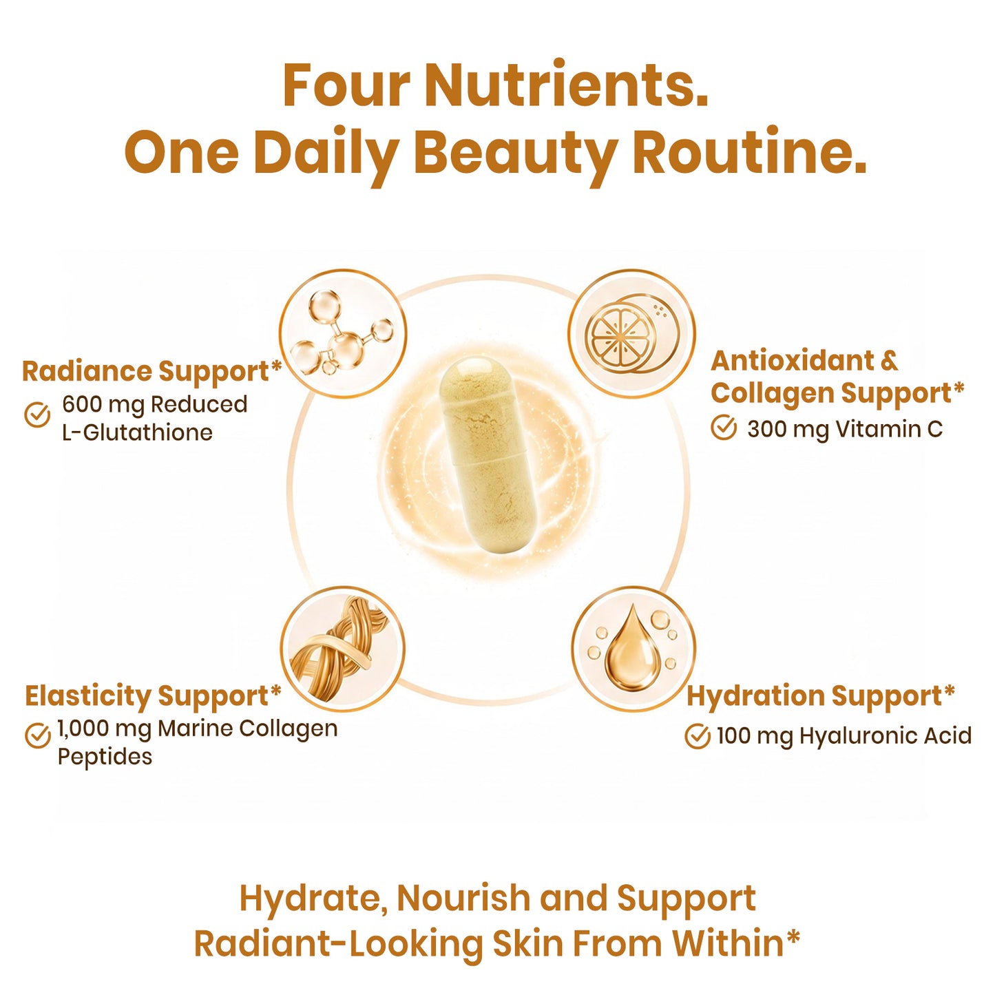 VEV Glutathione Supplement 600mg, Vitamin C & Collagen