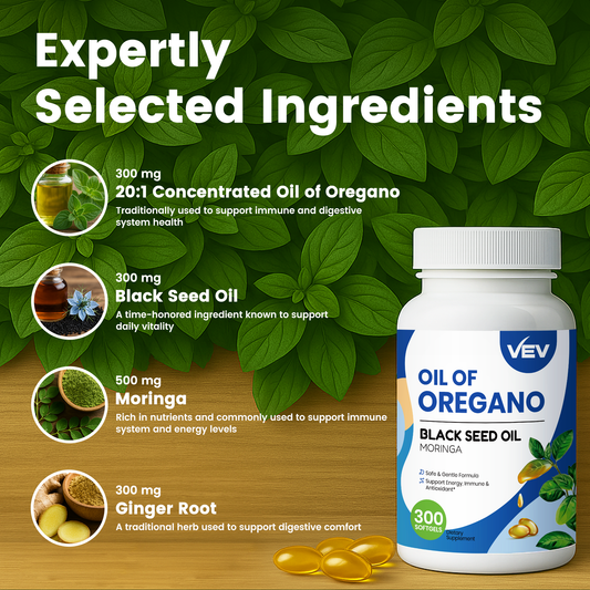 VEV Oil of Oregano with Black Seed Oil & Moringa