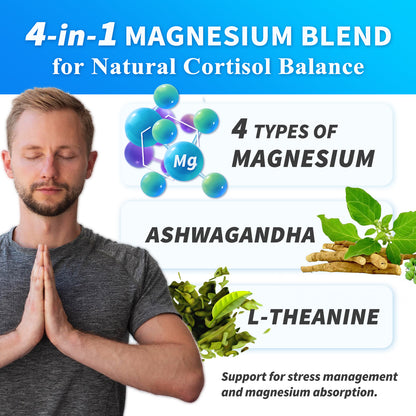 VEV Magnesium Complex with Magnesium Glycinate, Ashwagandha, L-Theanine, and Rhodiola Rosea - 120 Capsules