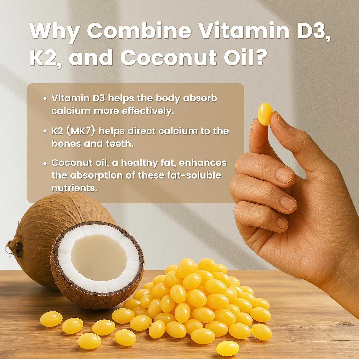 VEV Corefeel Vitamin D3 K2, 5000 IU D3 100mcg K2 (MK 7), 300 Softgels