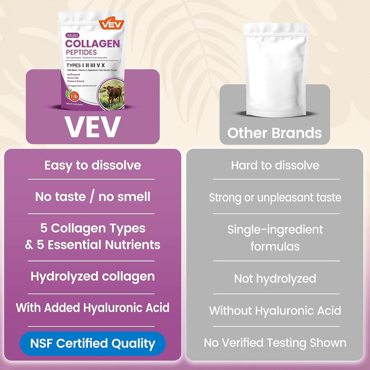 VEV Multi Collagen Peptides Powder - 16Oz