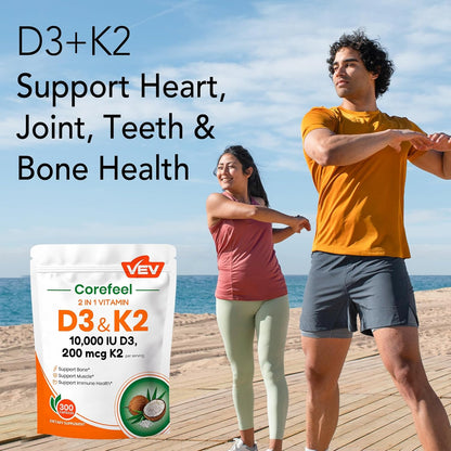 VEV Vitamin D3 K2 – 10,000 IU D3, 200mcg MK7