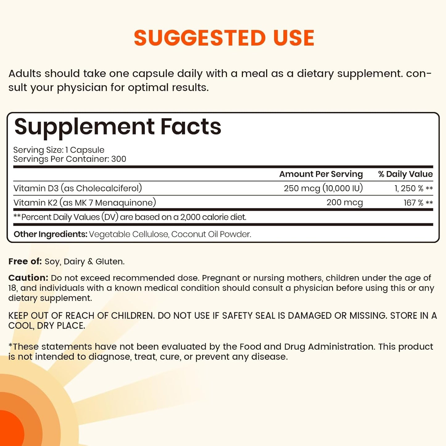 VEV Vitamin D3 K2 – 10,000 IU D3, 200mcg MK7