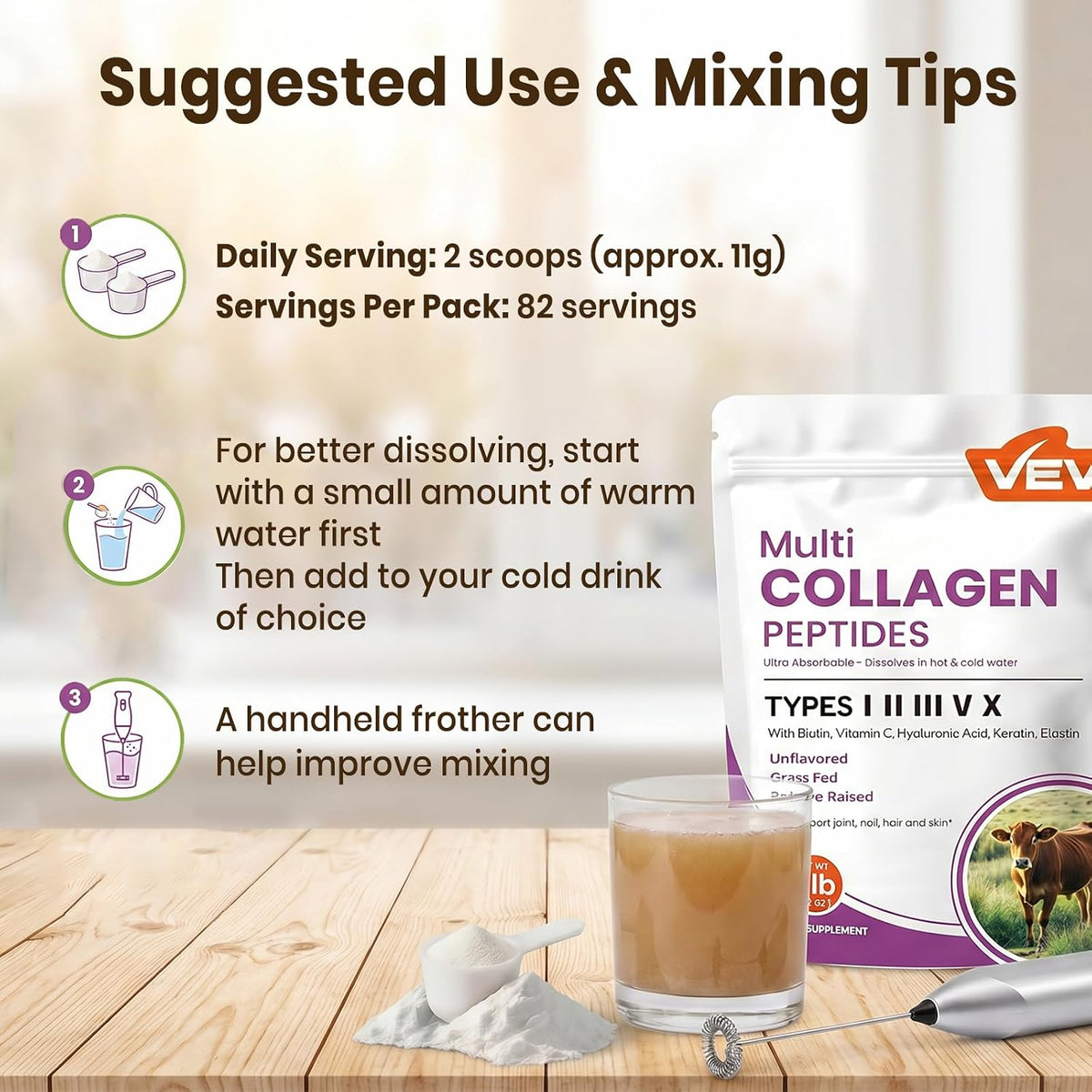 VEV Multi Collagen Peptides Powder - 32Oz