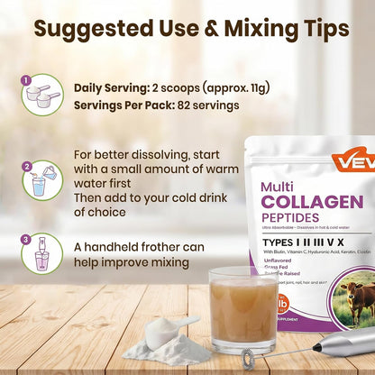 VEV Multi Collagen Peptides Powder - 32Oz