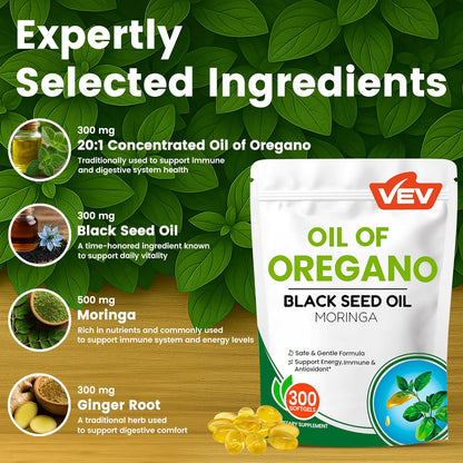 VEV Oil of Oregano with Black Seed Oil & Moringa