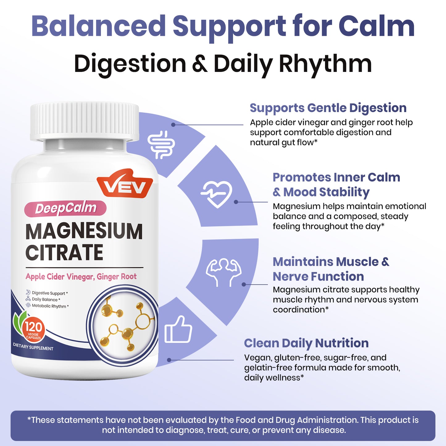 VEV DeepCalm Magnesium Citrate – Gentle Digestive & Muscle Support