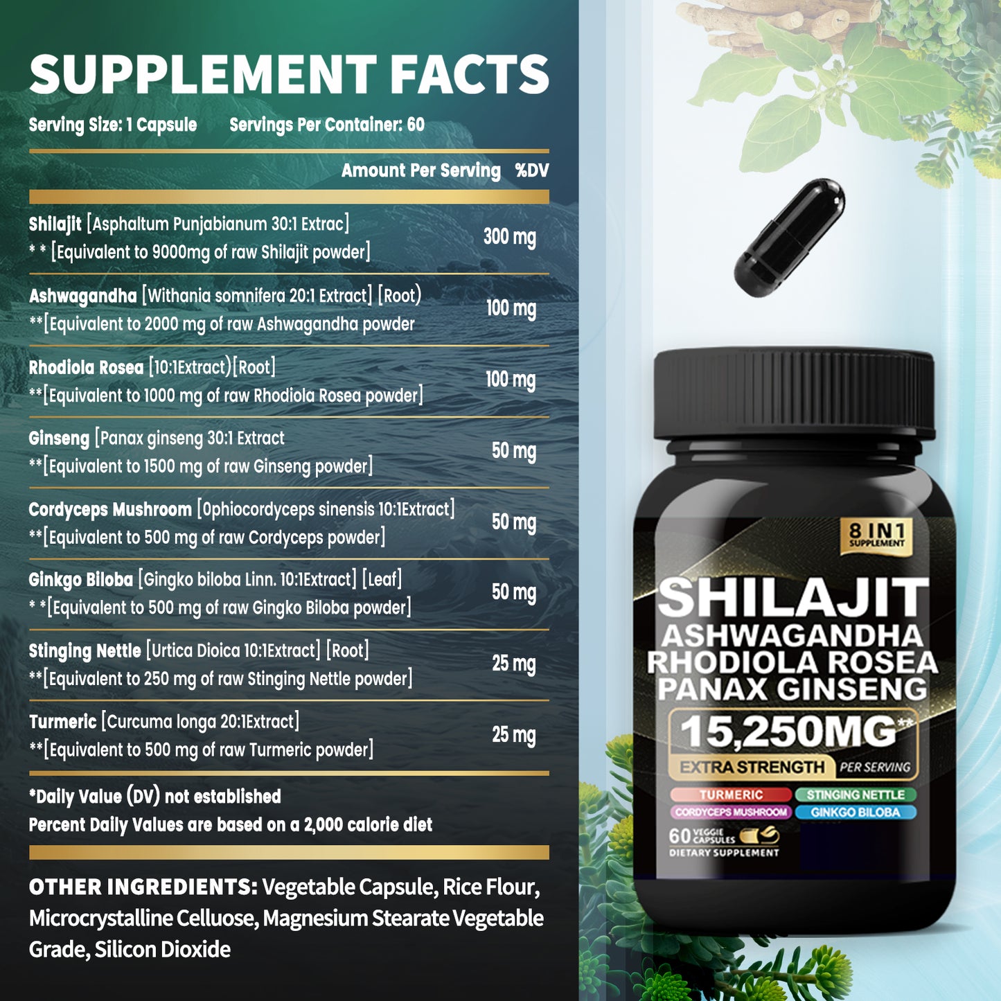 VEV Shilajit & Sea Moss – Ashwagandha, Cordyceps, Rhodiola, Ginseng, Turmeric, and Minerals